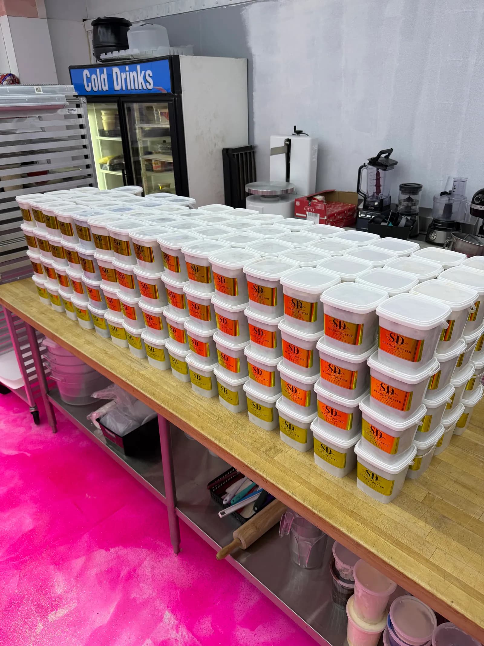 A large Sweet Delights cookie dough fundraiser order ready for distribution